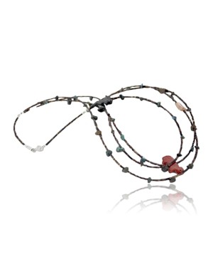 Carved Fetish 3 Strand Navajo .925 Sterling Silver Turquoise Native American Necklace 1530-31