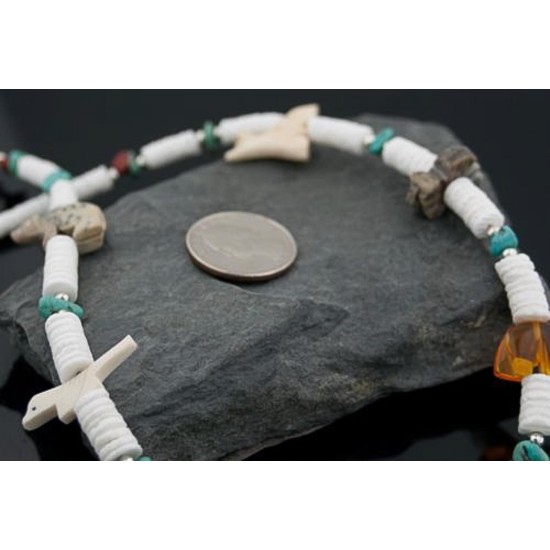 Carved Fetish Certified Authentic Navajo .925 Sterling Silver Graduated Heishi Turquoise Native American Necklace 390593126020 Carved Fetish Certified Authentic Navajo .925 Sterling Silver Graduated Heishi Turquoise Native American Necklace 390593126020