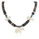 Carved Horse Certified Authentic Navajo .925 Sterling Silver Graduated Melon Shell and Turquoise Native American Necklace 750155