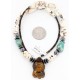 Certified Authentic Navajo .925 Sterling Silver Turquoise Tigers Eye Native American Necklace 15888-1