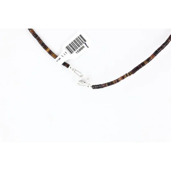 Certified Authentic Navajo .925 Sterling Silver Turquoise Tigers Eye Native American Necklace 15888-1