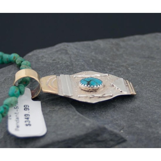 Certified Authentic 12kt Gold Filled .925 Sterling Silver Handmade Mountain Turquoise Native American Necklace 370876018093 Certified Authentic 12kt Gold Filled .925 Sterling Silver Handmade Mountain Turquoise Native American Necklace 370876018093