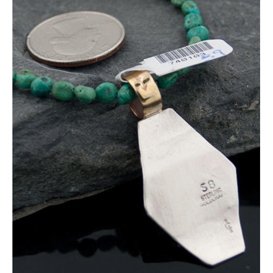 Certified Authentic 12kt Gold Filled .925 Sterling Silver Handmade Mountain Turquoise Native American Necklace 370876018093 Certified Authentic 12kt Gold Filled .925 Sterling Silver Handmade Mountain Turquoise Native American Necklace 370876018093