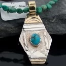 Certified Authentic 12kt Gold Filled .925 Sterling Silver Handmade Mountain Turquoise Native American Necklace 370876018093