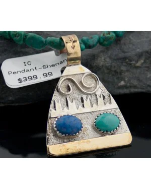 Certified Authentic 12kt Gold Filled and .925 Sterling Silver Handmade Mountain LAPIS and Turquoise Native American Necklace 370917552586