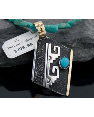 Certified Authentic 12kt Gold Filled and .925 Sterling Silver Handmade Mountain Turquoise Native American Necklace 370875789956
