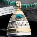 Certified Authentic 12kt Gold Filled and .925 Sterling Silver Handmade Mountain Turquoise Native American Necklace 370919709357