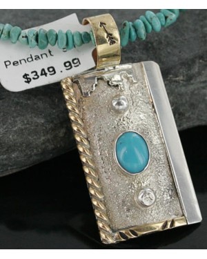 Certified Authentic 12kt Gold Filled and .925 Sterling Silver Handmade Mountain Turquoise Native American Necklace 370966309911