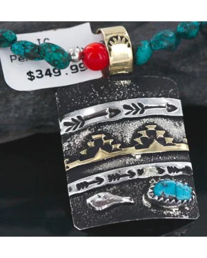 Certified Authentic 12kt Gold Filled and .925 Sterling Silver Handmade Mountain Turquoise Native American Necklace 370977340962