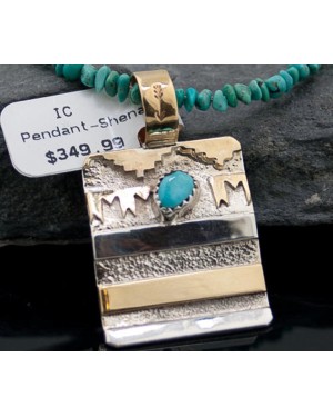Certified Authentic 12kt Gold Filled and .925 Sterling Silver Handmade Mountain Turquoise Native American Necklace 390646452909