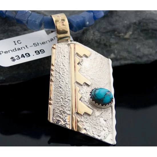Certified Authentic 12kt Gold Filled and .925 Sterling Silver Handmade Mountain Turquoise Native American Necklace 390650227447 Certified Authentic 12kt Gold Filled and .925 Sterling Silver Handmade Mountain Turquoise Native American Necklace 390650227447