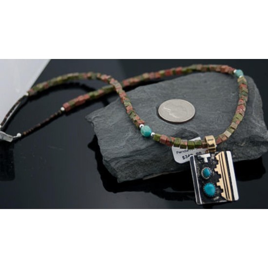 Certified Authentic 12kt Gold Filled and .925 Sterling Silver Handmade Mountain Turquoise Native American Necklace 390676001919 Certified Authentic 12kt Gold Filled and .925 Sterling Silver Handmade Mountain Turquoise Native American Necklace 390676001919