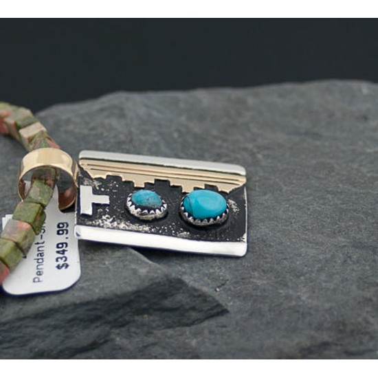 Certified Authentic 12kt Gold Filled and .925 Sterling Silver Handmade Mountain Turquoise Native American Necklace 390676001919 Certified Authentic 12kt Gold Filled and .925 Sterling Silver Handmade Mountain Turquoise Native American Necklace 390676001919