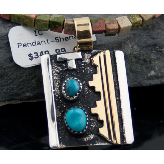Certified Authentic 12kt Gold Filled and .925 Sterling Silver Handmade Mountain Turquoise Native American Necklace 390676001919 Certified Authentic 12kt Gold Filled and .925 Sterling Silver Handmade Mountain Turquoise Native American Necklace 390676001919