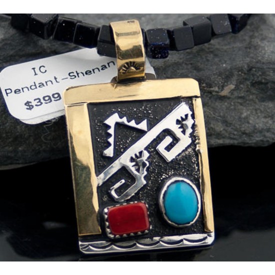 Certified Authentic 12kt Gold Filled and .925 Sterling Silver Handmade Mountain Turquoise Native American Necklace 390677245826