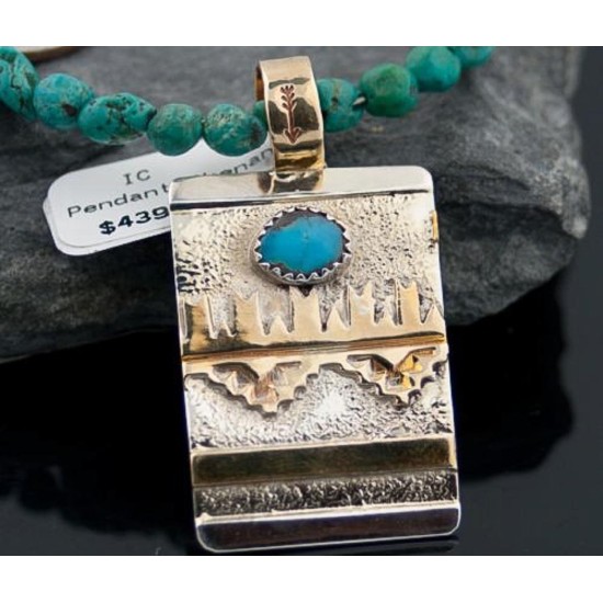 Certified Authentic 12kt Gold Filled and .925 Sterling Silver Handmade Mountain Turquoise Native American Necklace 390681033196