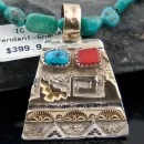 Certified Authentic 12kt Gold Filled and .925 Sterling Silver Handmade Sun Turquoise Native American Necklace 390679811494