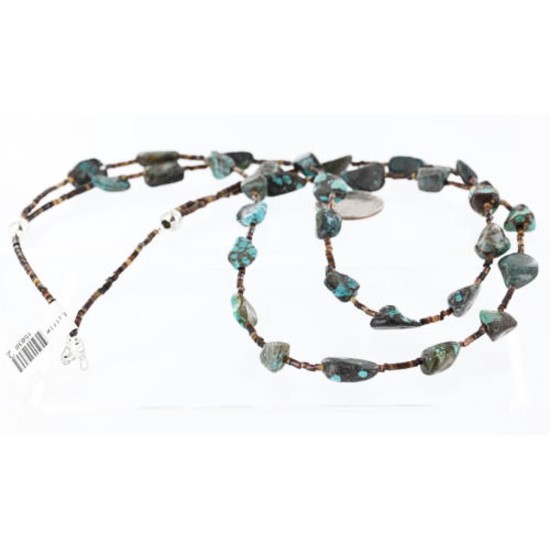 Certified Authentic 2 Strand Navajo .925 Sterling Silver and ST Turquoise Native American Necklace 15838-2 Certified Authentic 2 Strand Navajo .925 Sterling Silver and ST Turquoise Native American Necklace 15838-2
