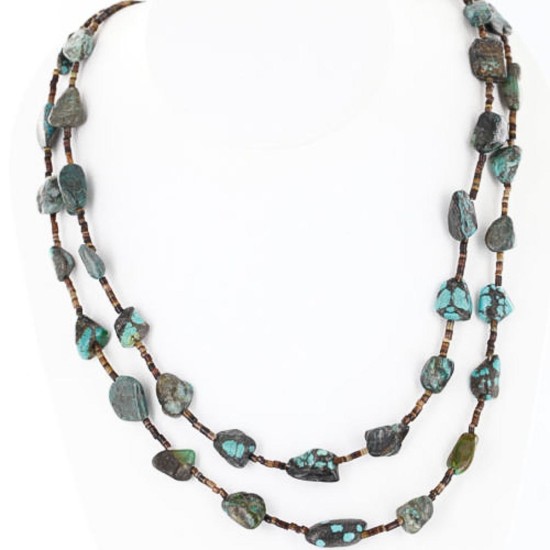 Certified Authentic 2 Strand Navajo .925 Sterling Silver and ST Turquoise Native American Necklace 15838-2 Certified Authentic 2 Strand Navajo .925 Sterling Silver and ST Turquoise Native American Necklace 15838-2