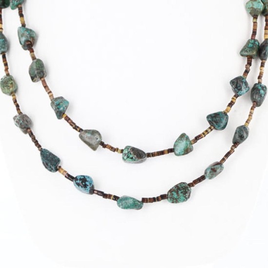Certified Authentic 2 Strand Navajo .925 Sterling Silver and Turquoise Native American Necklace 15838-1 Certified Authentic 2 Strand Navajo .925 Sterling Silver and Turquoise Native American Necklace 15838-1