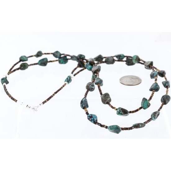 Certified Authentic 2 Strand Navajo .925 Sterling Silver and Turquoise Native American Necklace 15838-1 Certified Authentic 2 Strand Navajo .925 Sterling Silver and Turquoise Native American Necklace 15838-1