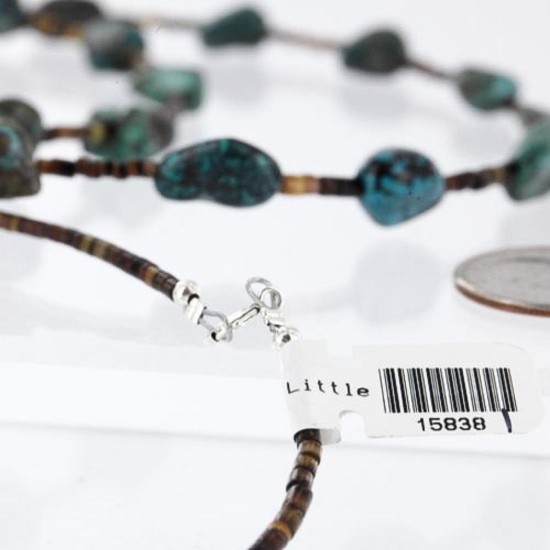 Certified Authentic 2 Strand Navajo .925 Sterling Silver and Turquoise Native American Necklace 15838-1 Certified Authentic 2 Strand Navajo .925 Sterling Silver and Turquoise Native American Necklace 15838-1