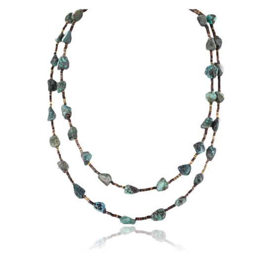 Certified Authentic 2 Strand Navajo .925 Sterling Silver and Turquoise Native American Necklace 15838-1 Certified Authentic 2 Strand Navajo .925 Sterling Silver and Turquoise Native American Necklace 15838-1