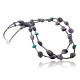Certified Authentic 2 Strand Navajo .925 Sterling Silver Natural Turquoise and Amethyst Native American Necklace 15461-11