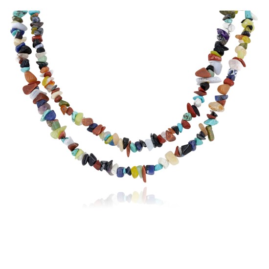 Certified Authentic 2 Strand Navajo .925 Sterling Silver Natural Turquoise Multicolor Stones Native American Necklace 15501-34 Certified Authentic 2 Strand Navajo .925 Sterling Silver Natural Turquoise Multicolor Stones Native American Necklace 15501-34