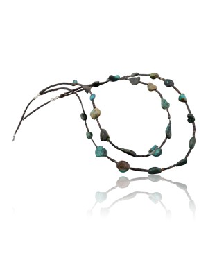 Certified Authentic 2 Strand Navajo .925 Sterling Silver Natural Turquoise Native American Necklace 15649-10