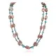 Certified Authentic 2 Strand Navajo .925 Sterling Silver Natural Turquoise Pink Charoite Native American Necklace 25283-2