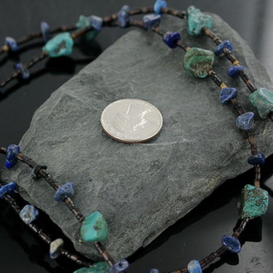 Certified Authentic 2 Strand Navajo .925 Sterling Silver Stormy Mtn Turquoise Lapis 5853 Native American Necklace 370907252108 Certified Authentic 2 Strand Navajo .925 Sterling Silver Stormy Mtn Turquoise Lapis 5853 Native American Necklace 370907252108