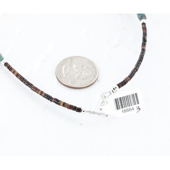 Certified Authentic 2 Strand Navajo .925 Sterling Silver Turquoise and Agate Native American Necklace 15554-3 Certified Authentic 2 Strand Navajo .925 Sterling Silver Turquoise and Agate Native American Necklace 15554-3