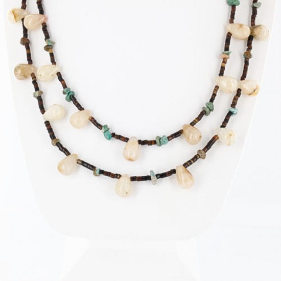 Certified Authentic 2 Strand Navajo .925 Sterling Silver Turquoise and Agate Native American Necklace 15835-11 Certified Authentic 2 Strand Navajo .925 Sterling Silver Turquoise and Agate Native American Necklace 15835-11