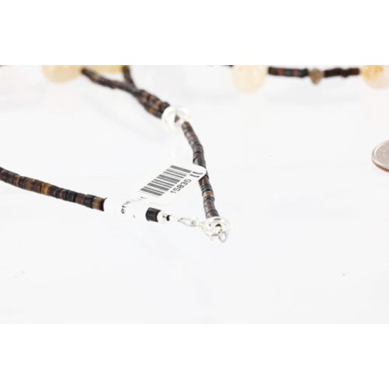 Certified Authentic 2 Strand Navajo .925 Sterling Silver Turquoise and Agate Native American Necklace 15835-11 Certified Authentic 2 Strand Navajo .925 Sterling Silver Turquoise and Agate Native American Necklace 15835-11