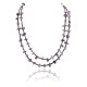 Certified Authentic 2 Strand Navajo .925 Sterling Silver Turquoise and Amethyst Native American Necklace 15554-2