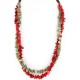 Certified Authentic 2 Strand Navajo .925 Sterling Silver Turquoise and Coral Native American Necklace 15554-31
