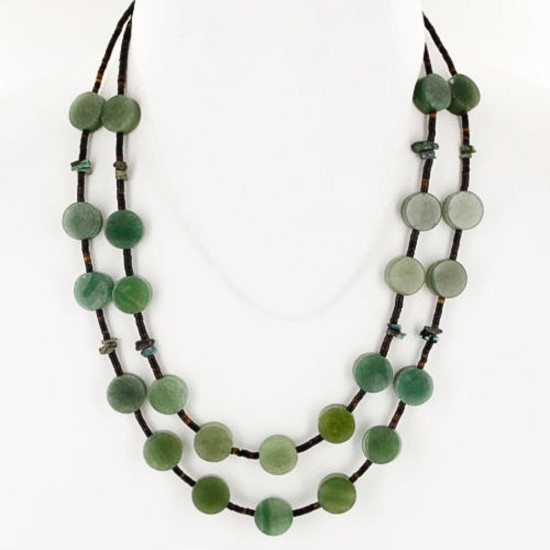 Certified Authentic 2 Strand Navajo .925 Sterling Silver Turquoise and Jade Native American Necklace 15501-181 Certified Authentic 2 Strand Navajo .925 Sterling Silver Turquoise and Jade Native American Necklace 15501-181