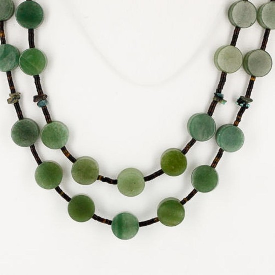 Certified Authentic 2 Strand Navajo .925 Sterling Silver Turquoise and Jade Native American Necklace 15501-181 Certified Authentic 2 Strand Navajo .925 Sterling Silver Turquoise and Jade Native American Necklace 15501-181