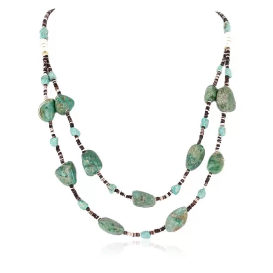 Certified Authentic 2 Strand Navajo .925 Sterling Silver Turquoise Native American Necklace 371068530011 Certified Authentic 2 Strand Navajo .925 Sterling Silver Turquoise Native American Necklace 371068530011