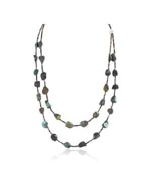 Certified Authentic 2 Strand Navajo .925 Sterling Silver Turquoise Native American Necklace 390754340347