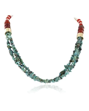 Certified Authentic 3 Strand Navajo .925 Sterling Silver 12kt Gold Filled Turquoise Native American Necklace 371054109786