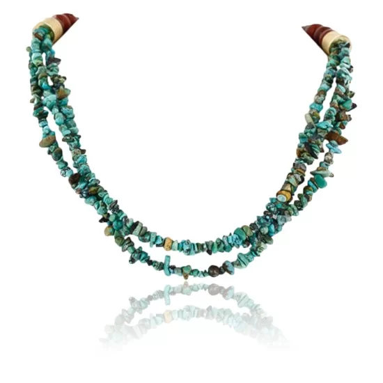 Certified Authentic 3 Strand Navajo .925 Sterling Silver 12kt Gold Filled Twisted Turquoise Native American Necklace 750130-101