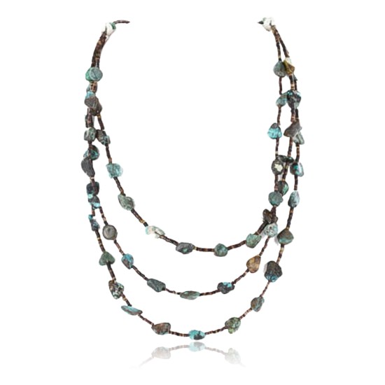 Certified Authentic 3 Strand Navajo .925 Sterling Silver and Turquoise Native American Necklace 371062050272