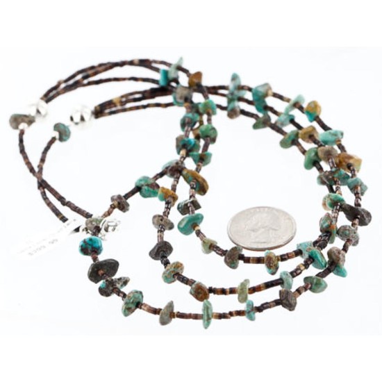 Certified Authentic 3 Strand Navajo .925 Sterling Silver and Turquoise Native American Necklace 390773835298 Certified Authentic 3 Strand Navajo .925 Sterling Silver and Turquoise Native American Necklace 390773835298
