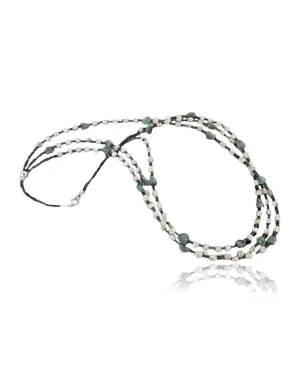 Certified Authentic 3 Strand Navajo .925 Sterling Silver and WHITE Turquoise Native American Necklace 370929959327