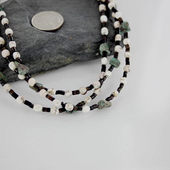 Certified Authentic 3 Strand Navajo .925 Sterling Silver and WHITE Turquoise Native American Necklace 390717736848 Certified Authentic 3 Strand Navajo .925 Sterling Silver and WHITE Turquoise Native American Necklace 390717736848