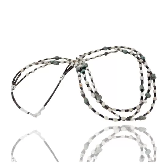 Certified Authentic 3 Strand Navajo .925 Sterling Silver and WHITE Turquoise Native American Necklace 390717736848