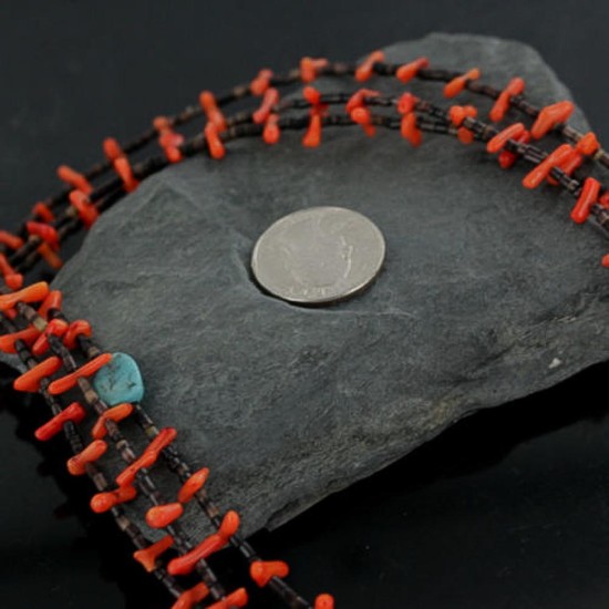 Certified Authentic 3 Strand Navajo .925 Sterling Silver BLUE MOON Turquoise and Coral Native American Necklace 370922700498 Certified Authentic 3 Strand Navajo .925 Sterling Silver BLUE MOON Turquoise and Coral Native American Necklace 370922700498