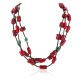 Certified Authentic 3 Strand Navajo .925 Sterling Silver Coral and Natural Turquoise Native American Necklace 25336